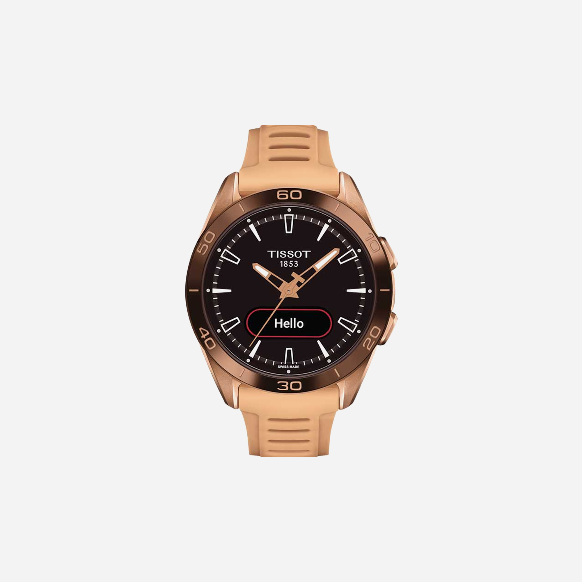 Tissot T-Touch Connect Sport Black Dial 43.75mm Nude Silicone Strap Watch