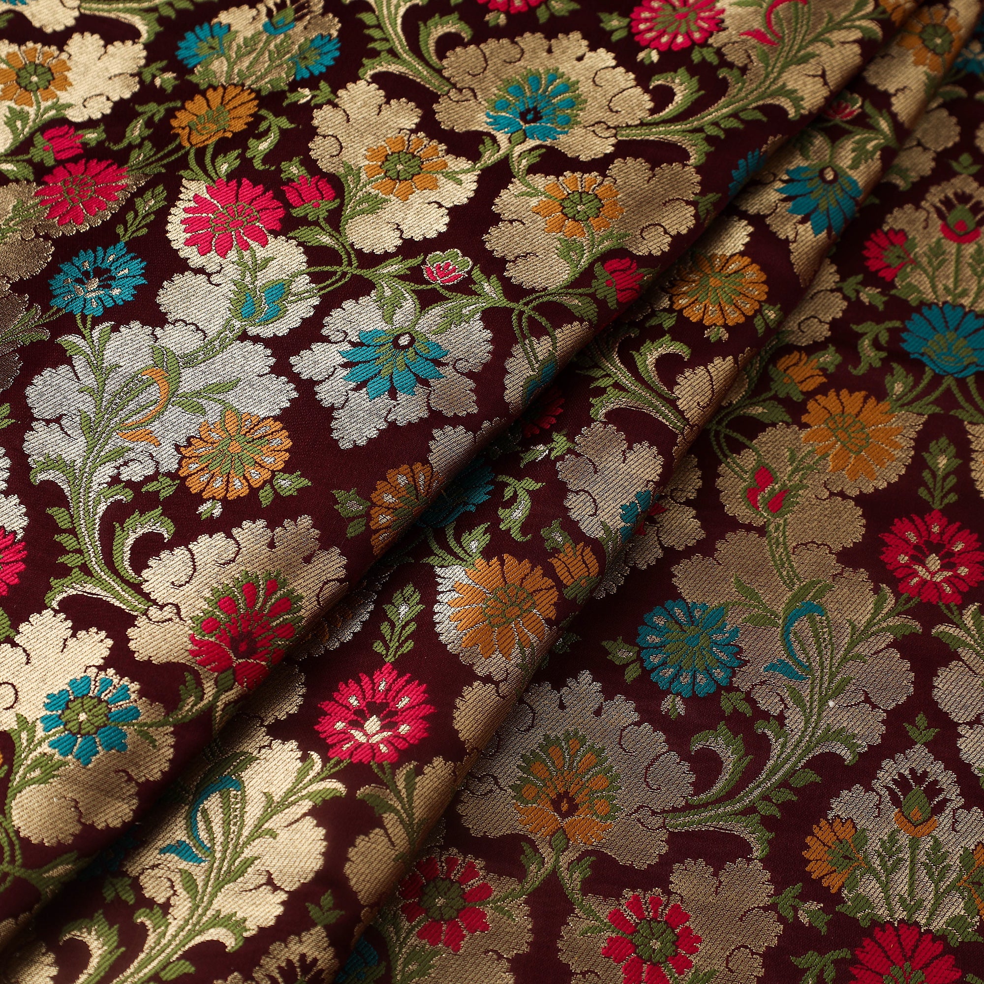 ITOKRI CRAFTS INITIATIVE Brown - Kimkhab Silk Zari Banarasi Brocade Fabric 02 - view 2
