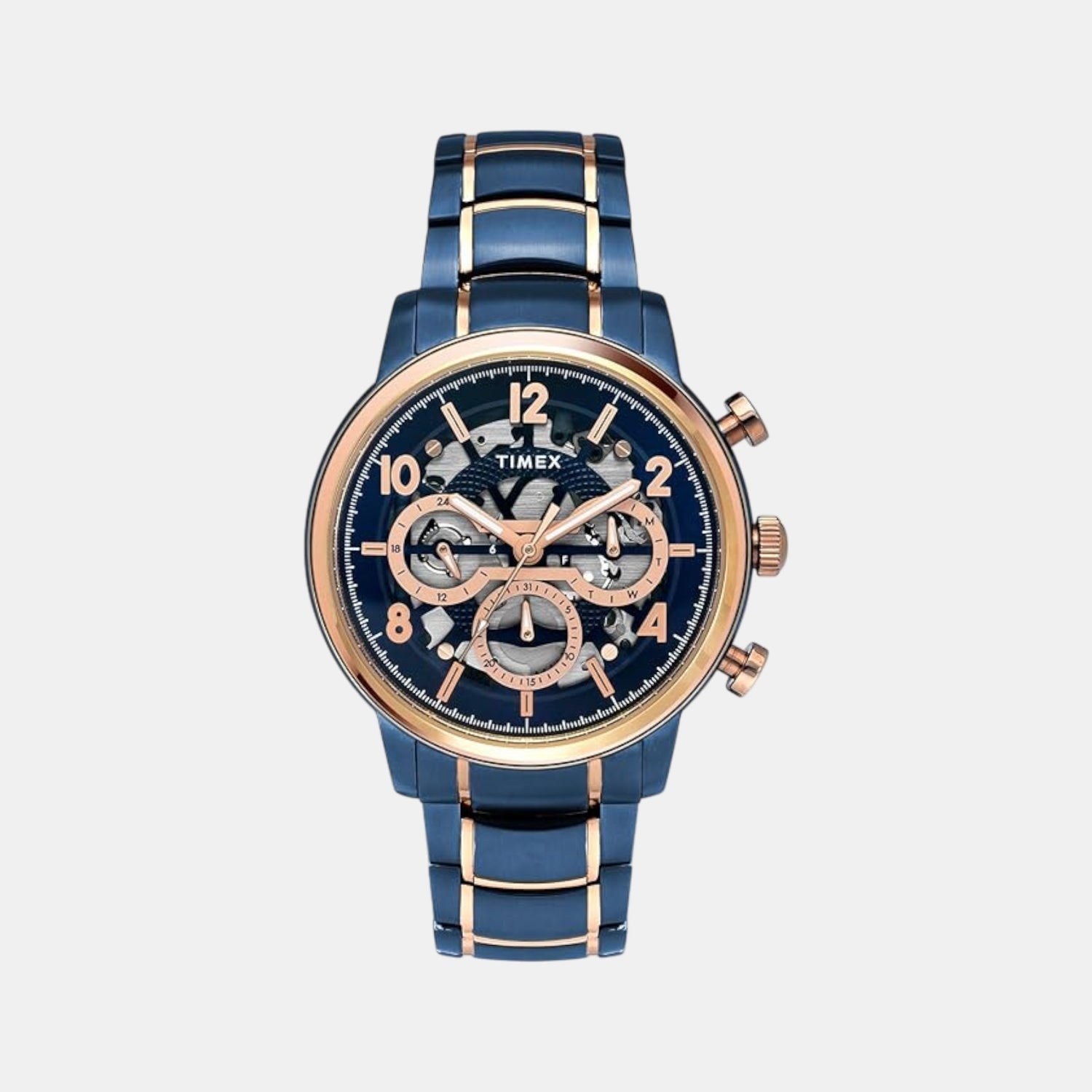 Timex E Class Men Quartz Blue Dial Multi-Function Stainless Steel Watch TWEG20207