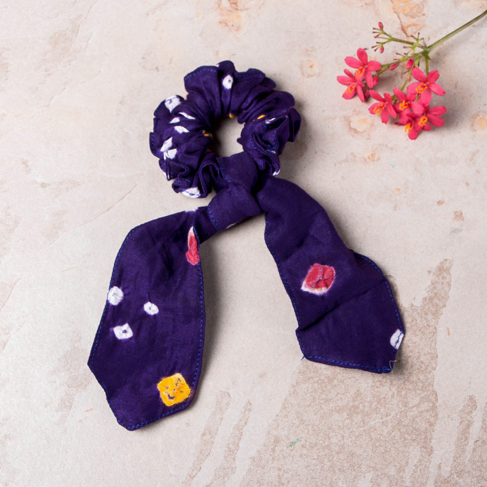 ITOKRI CRAFTS INITIATIVE Bandhani Tie-Dye Cotton Elastic Hair Bands/Scarf Ponytail Holder/Scrunchie Ties