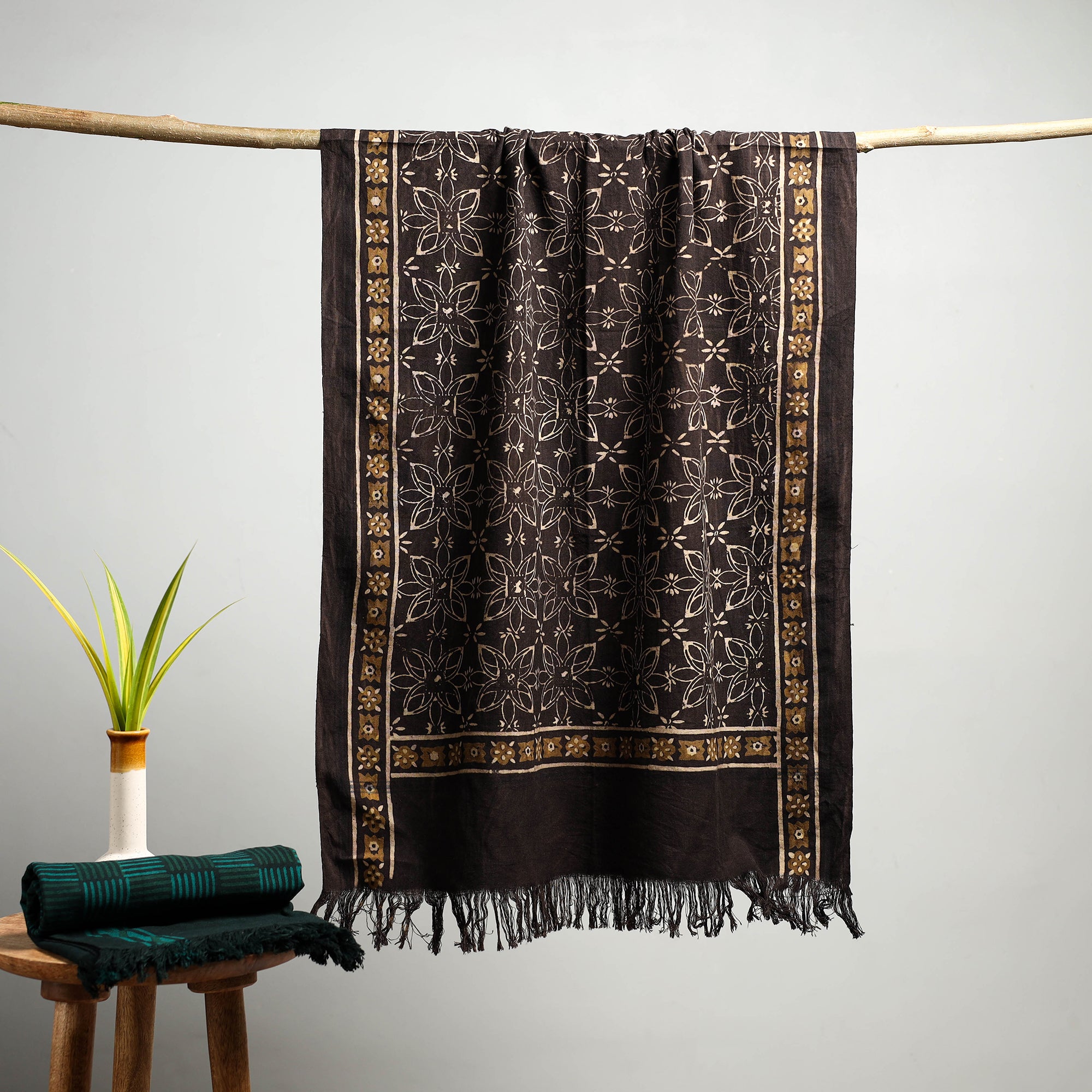 HAVELI CHRONICLES Brown - Akola Block Print Pure Handloom Cotton Towel 04