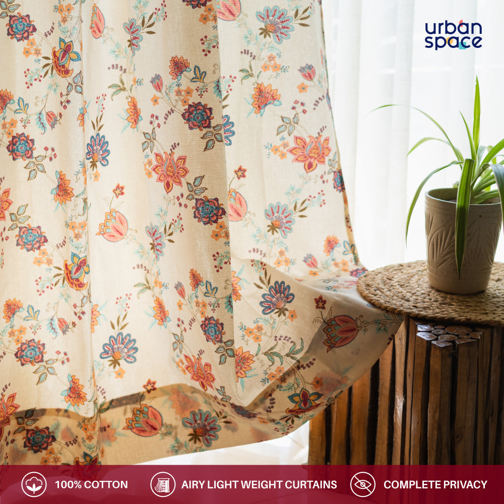 Urban Space -Home Furnishing Store 100% Cotton Room Darkening Curtains, Pack of 2 Curtains - Passion Flower Peach - view 6