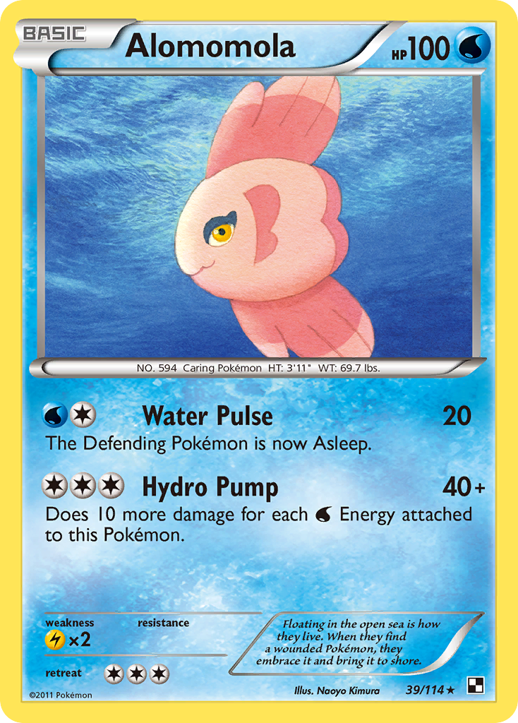 Rare bw1-39 reverse – Pokémon Alomomola - 39/114 - Rare [bw1-39] [Reverse Holo] - Alomomola - 39/114 - Rare