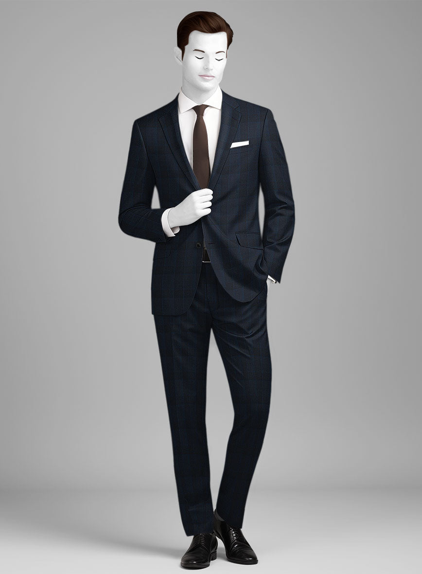 StudioSuits Napolean Devon Check Blue Wool Suit