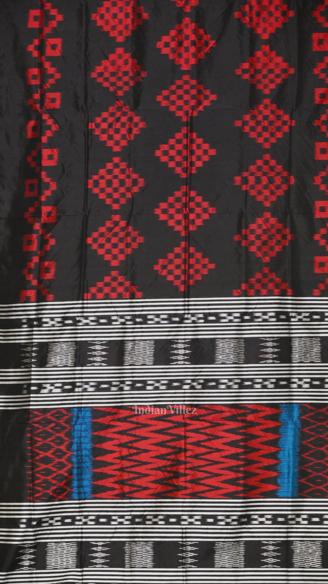 IndianVillèz Black Red Pasapali Odisha Ikat Contemporary Designer Saree - view 3