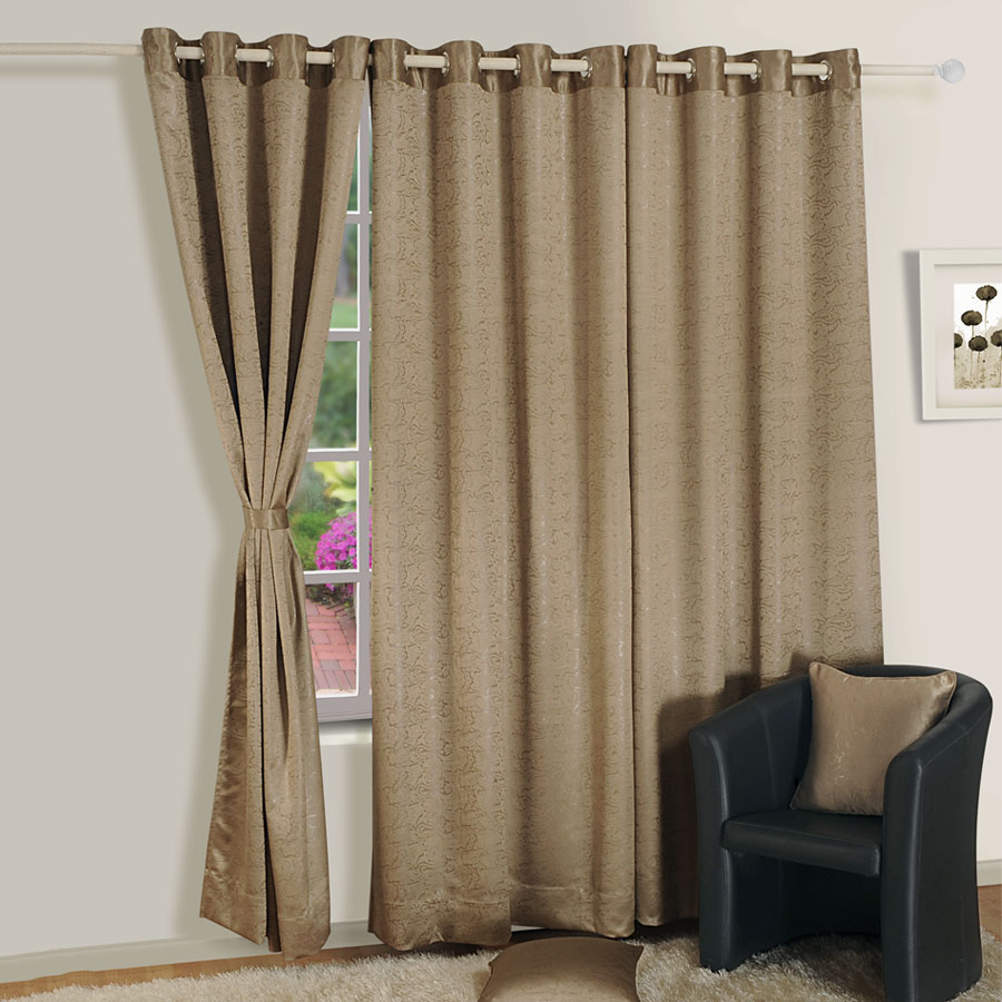 Swayam India Sandy Brown Jacquard Blackout Curtains – 2054 - view 5