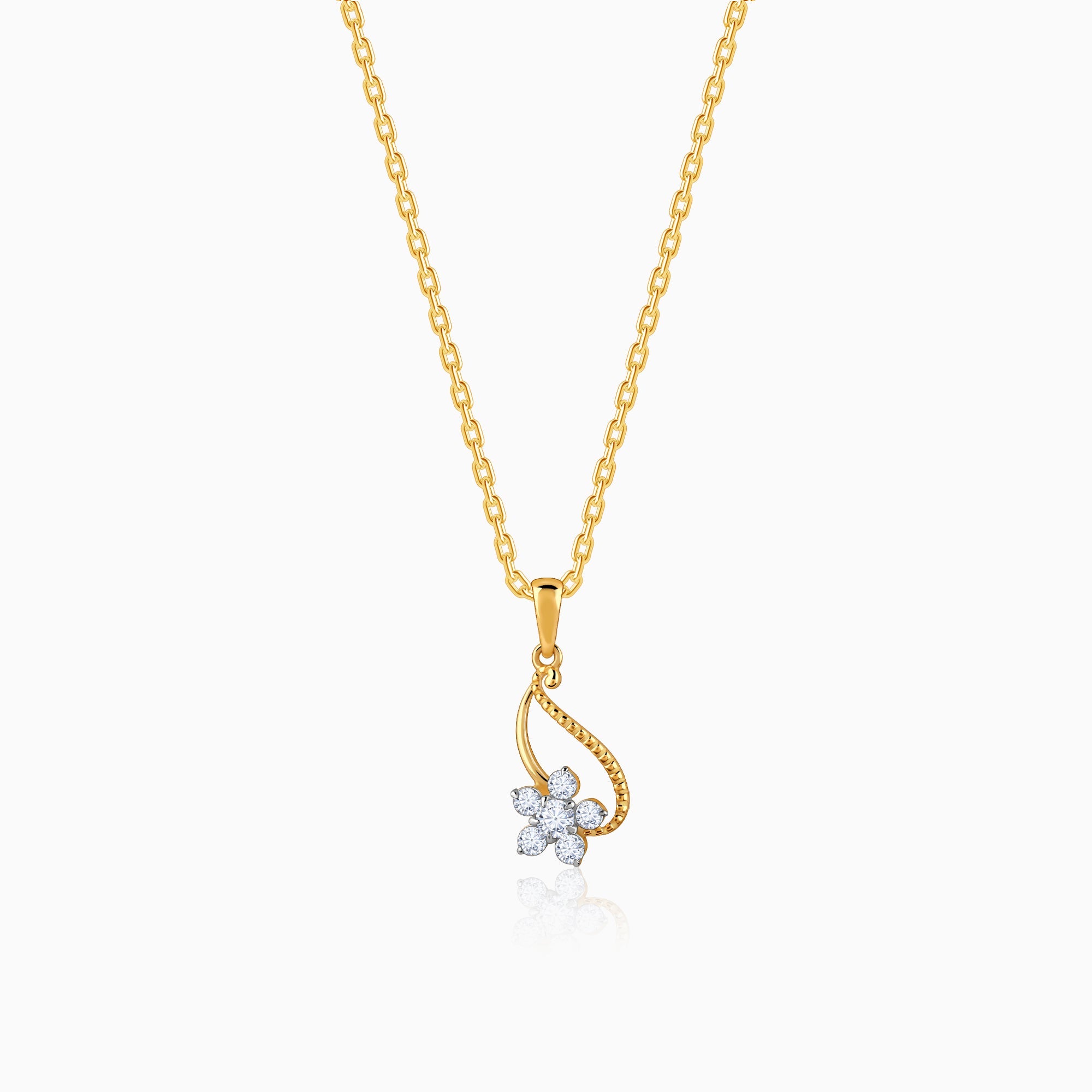 GIVA Jewellery Gold Anemone Diamond Pendant