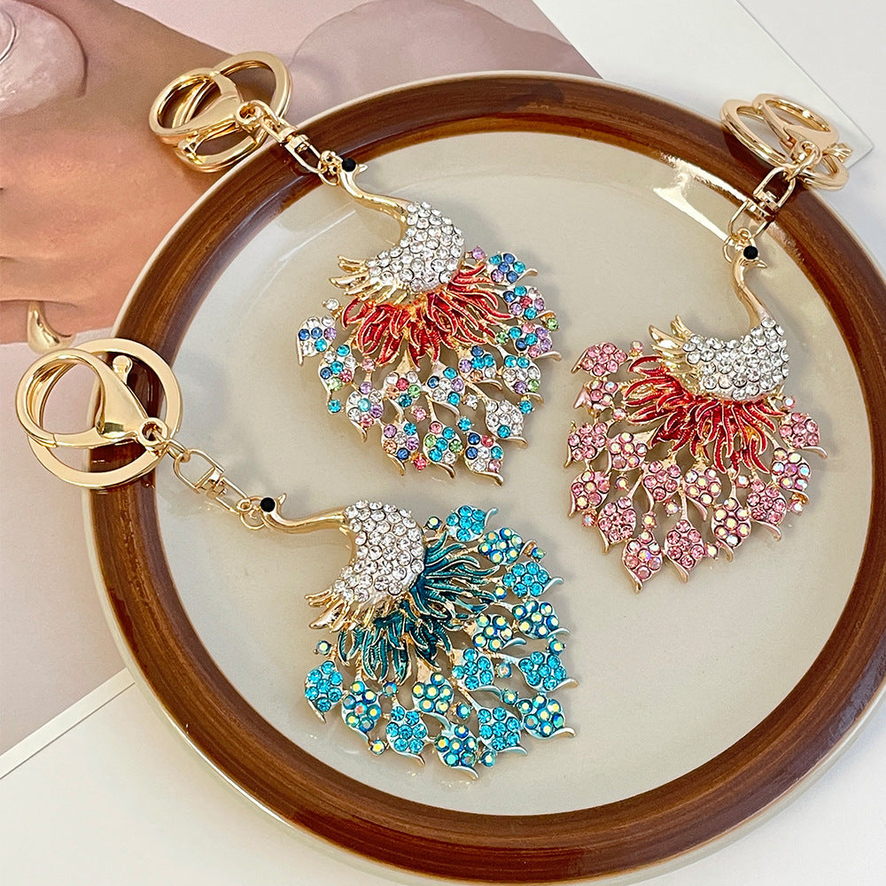 Peeperly Glistening Crystal Gems Peacock Keychain - view 2