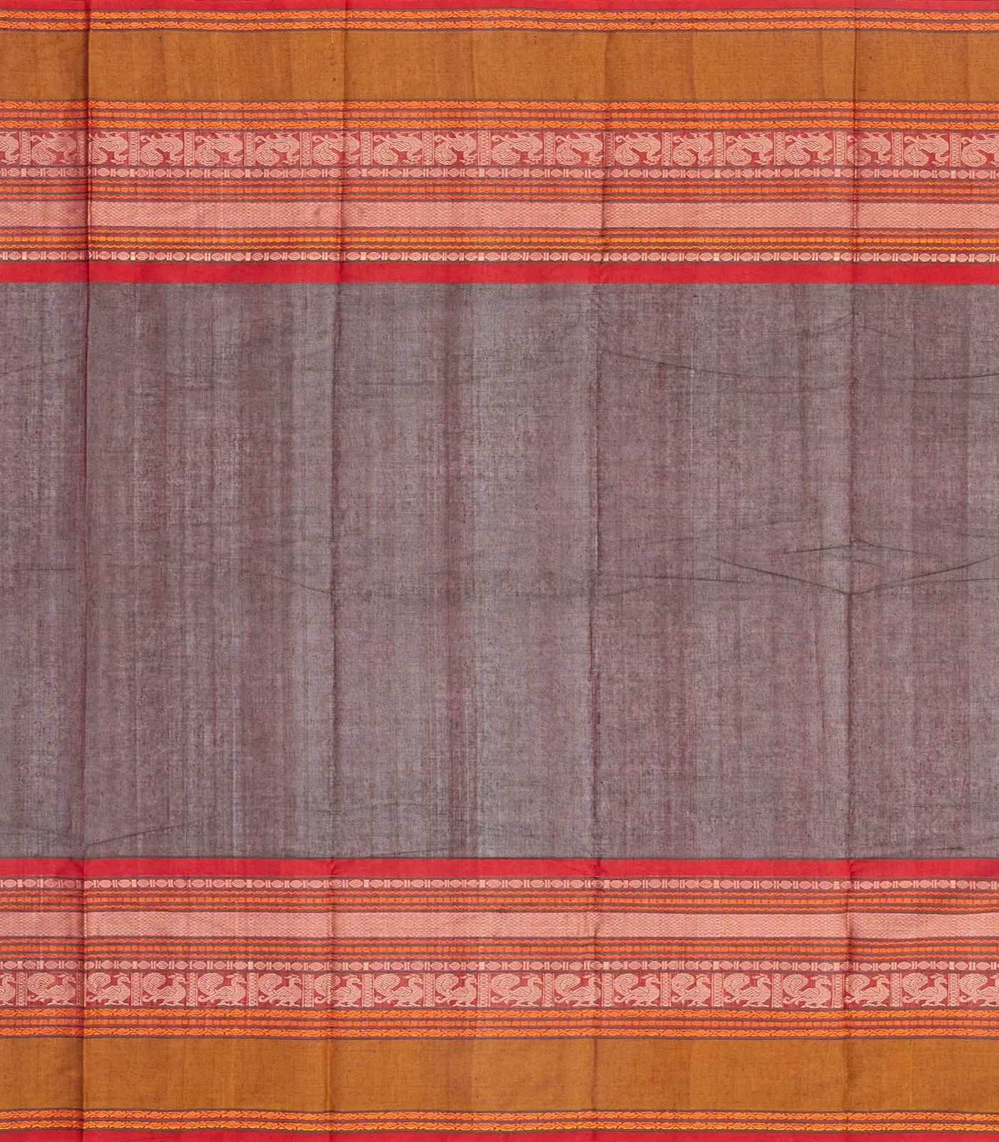 RmKV Brown Handloom Kanchi Cotton Saree With Contrast Border - view 4