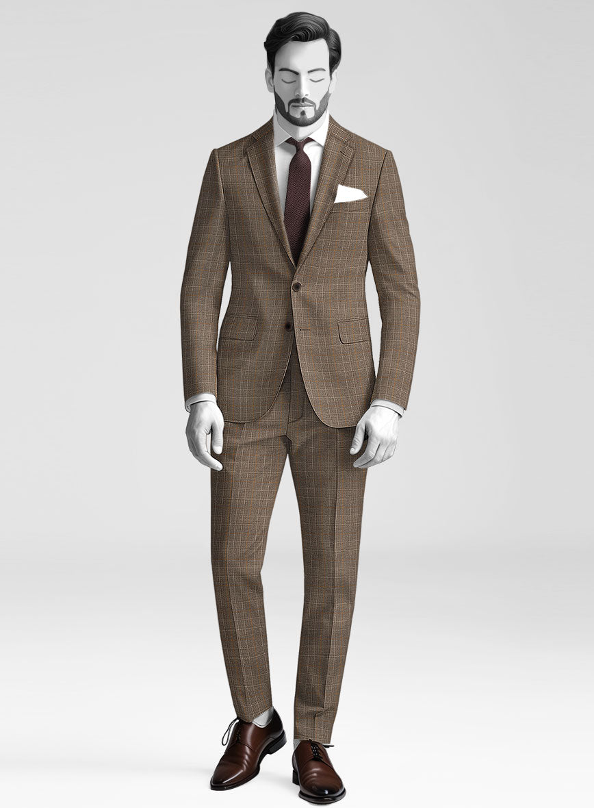 StudioSuits Napolean Porter Prince Of Wales Brown Wool Suit
