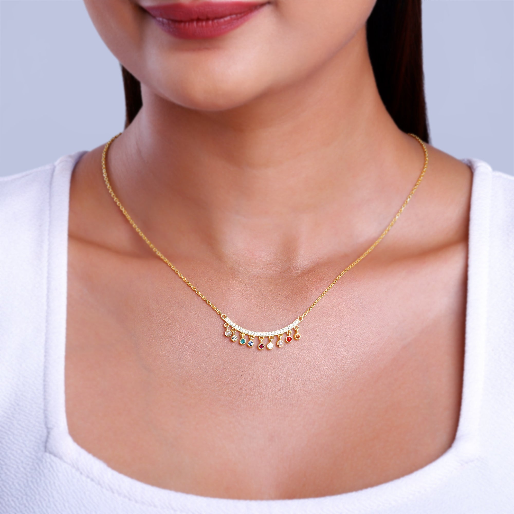 GIVA Jewellery Golden Navratan Necklace - view 3
