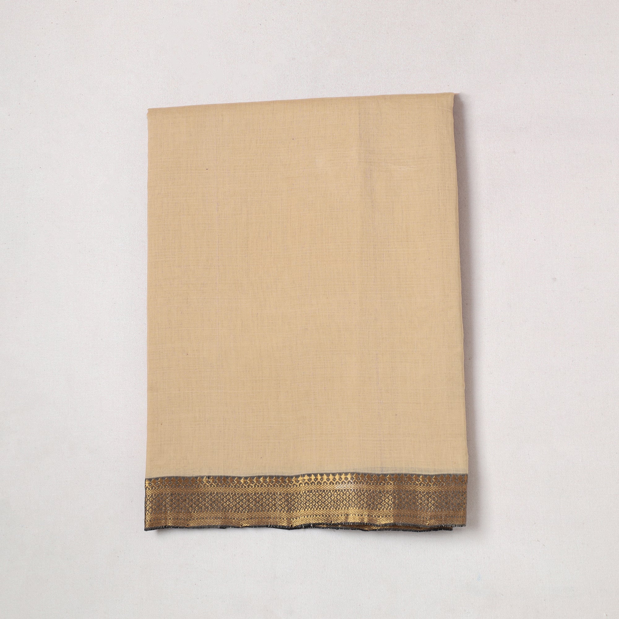 SOUTH KARGHA Beige - Mangalagiri Handloom Cotton Zari Border Precut Fabric (1.5 meter) 05