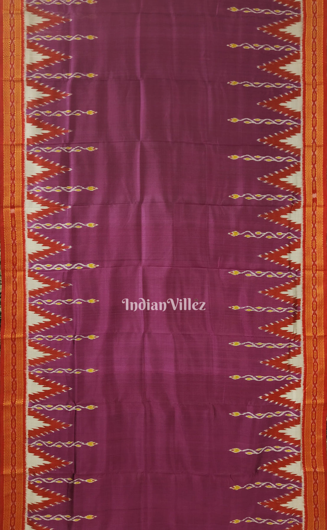 IndianVillèz Purple Phoda Kumbha Odisha Handloom Khandua Silk Saree - view 2