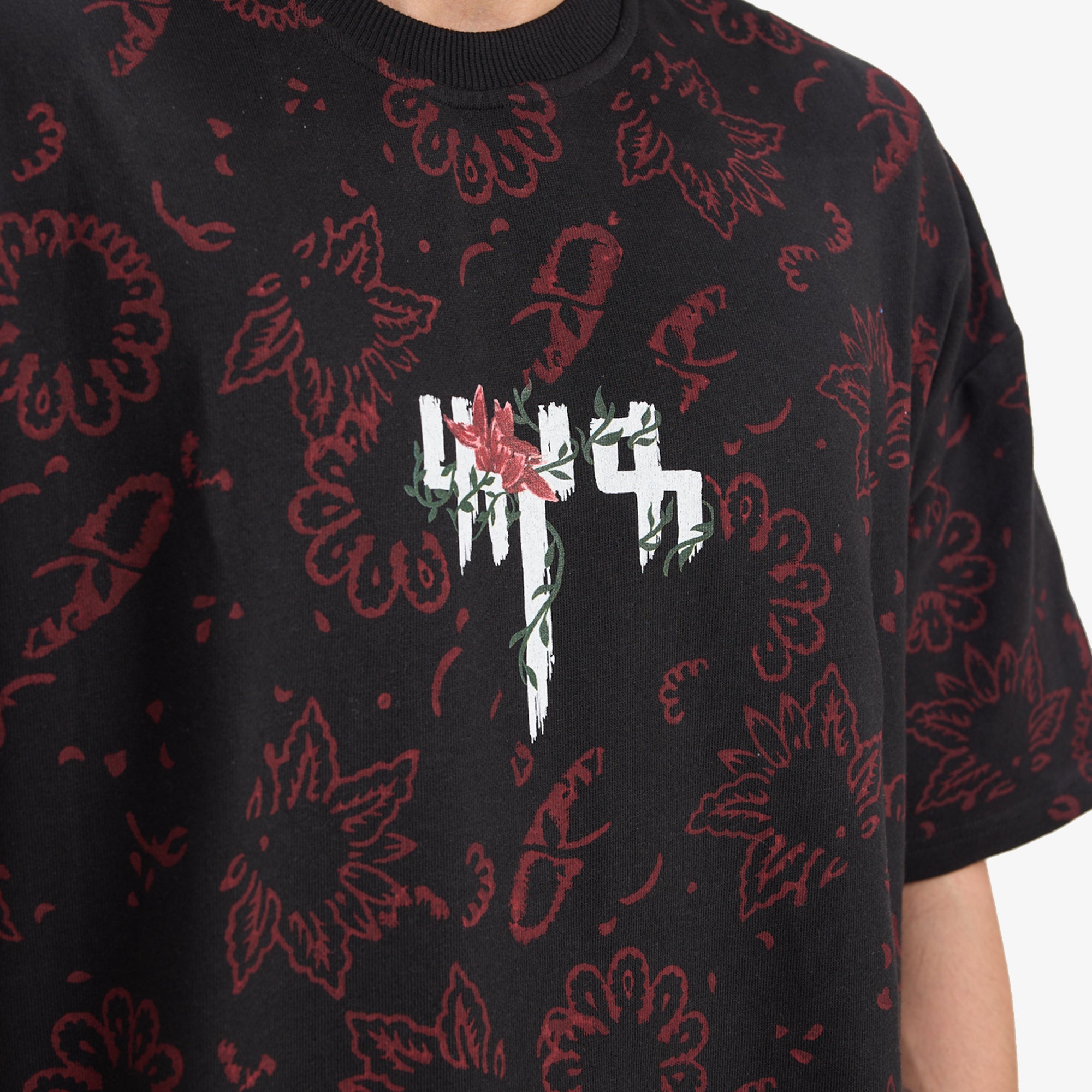 F A R A K | Beauty Lasts Forever Blockprint T-shirt { Black/black - view 4