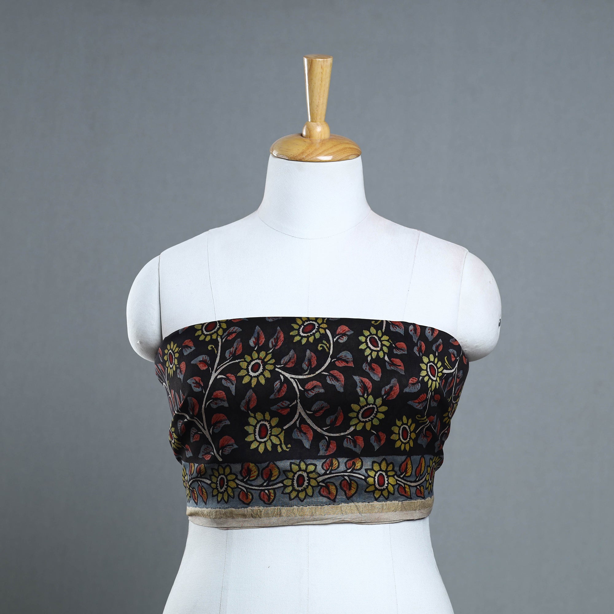 DWARAKA PLUS Black - Handpainted Chanderi Silk Kalamkari Blouse Piece 27