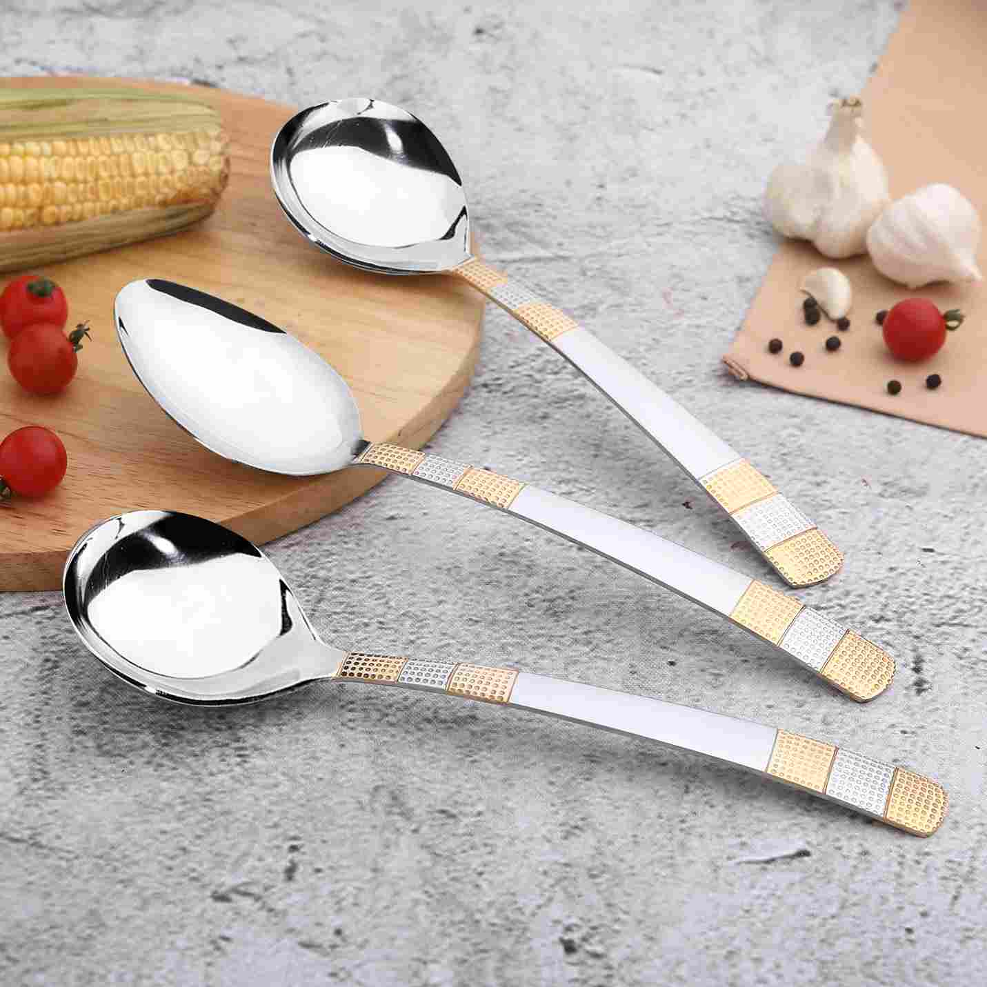Wonderchef Roma Serving Spoon Set - Gold Plated - Set of 3pcs