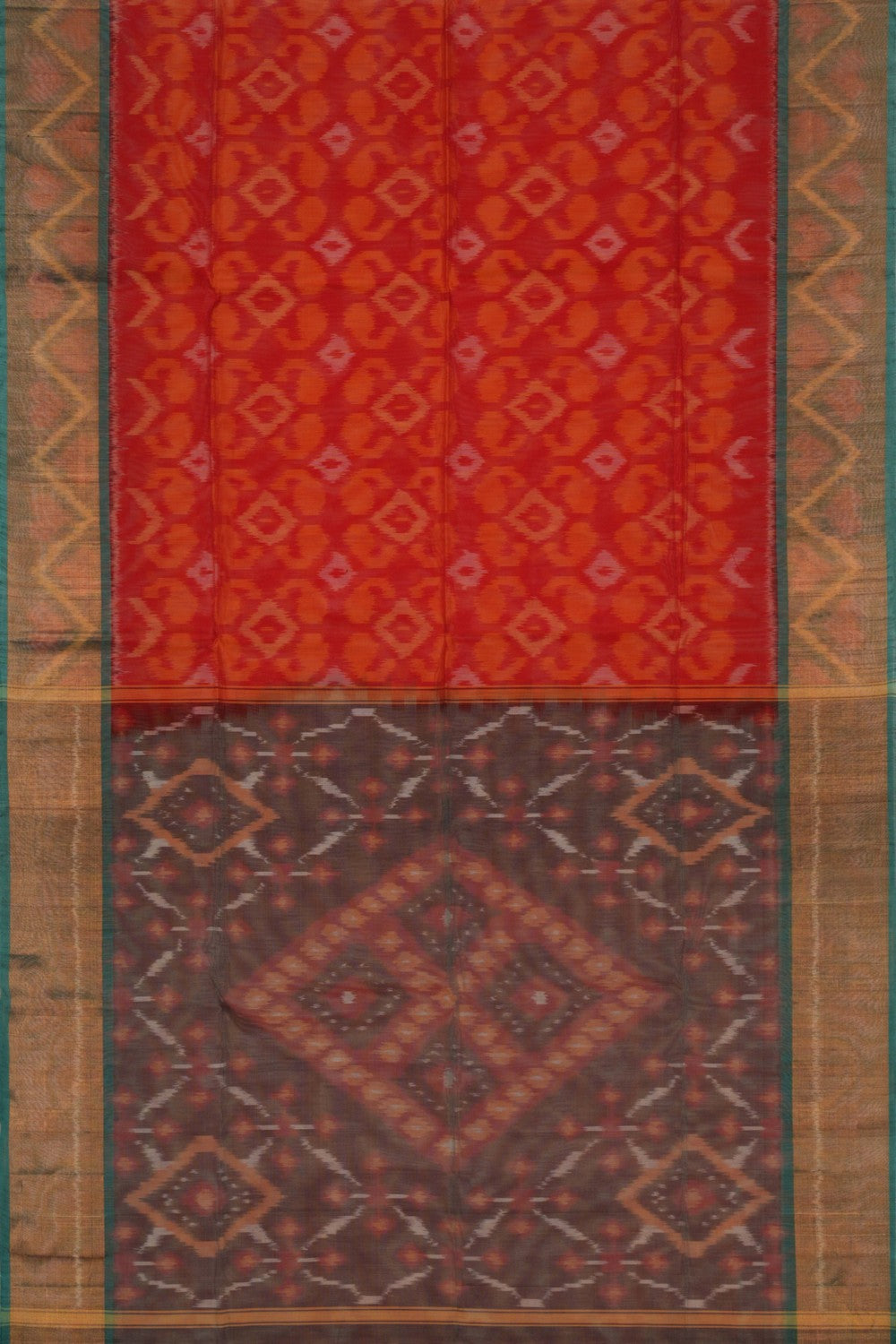 Kalanjali Ikat Cotton-Silk Red Saree – Women's - view 3