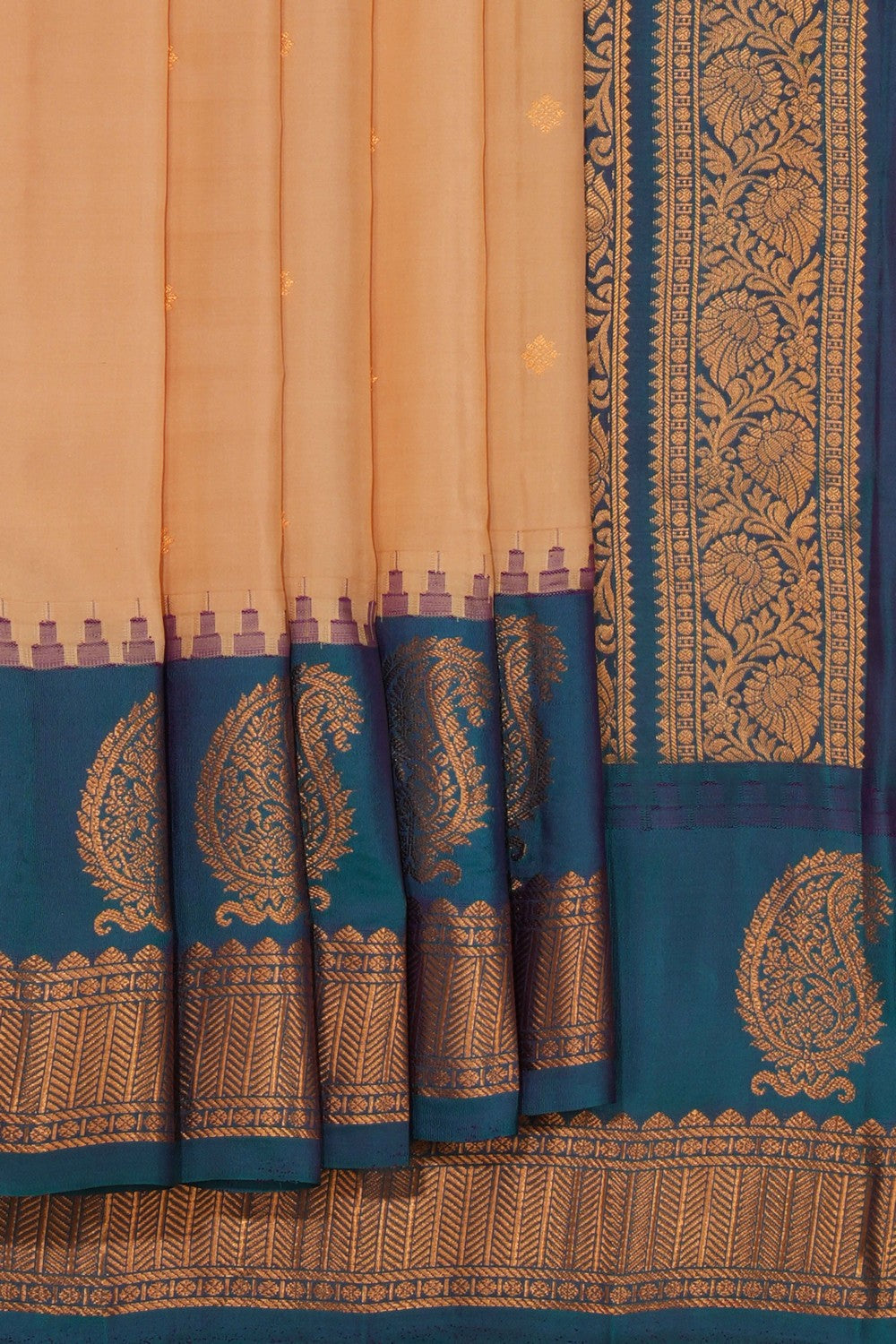 Kalanjali Gadwal Silk Beige Saree – Women's