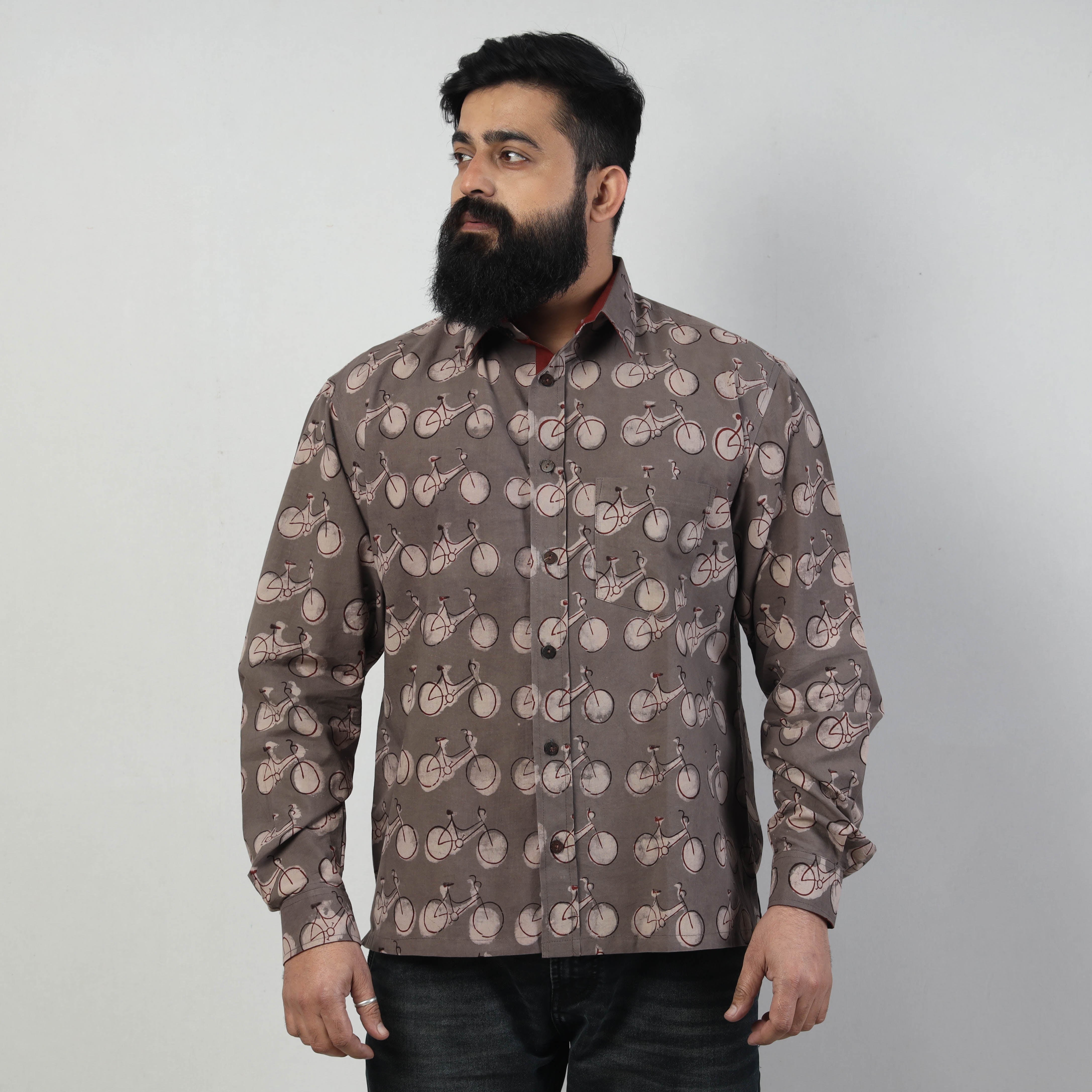 BINDAAS UNLIMITED Brown - Bindaas Block Art Printed Cotton Men Full Sleeve Shirt
