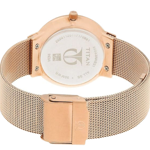 Titan Workwear Quartz Analog Rose Gold Dial Stainless Steel Strap Watch for Women 32mm NS95033WM01 - view 4