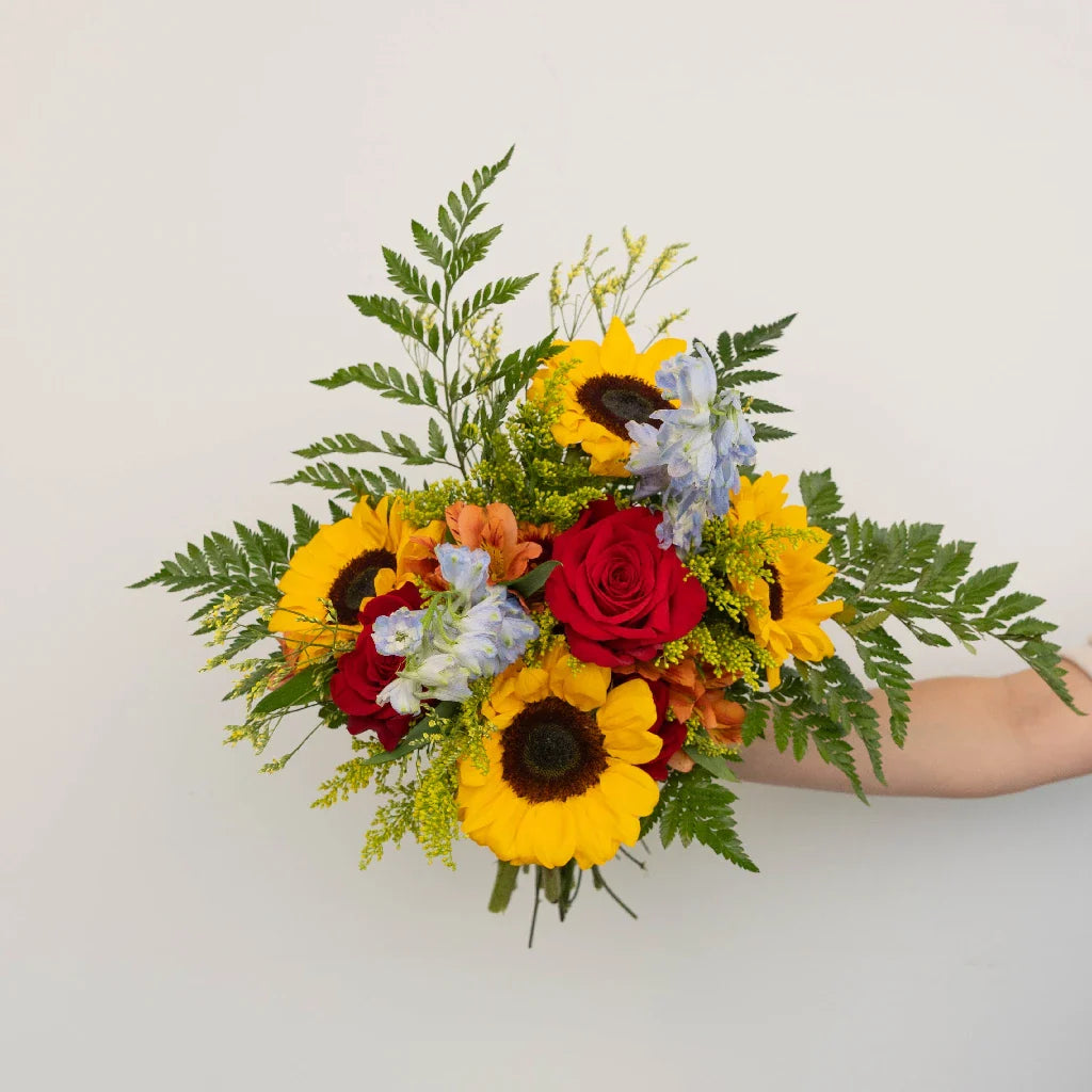 FiftyFlowers Red Meets Sunflower Flower Bouquet