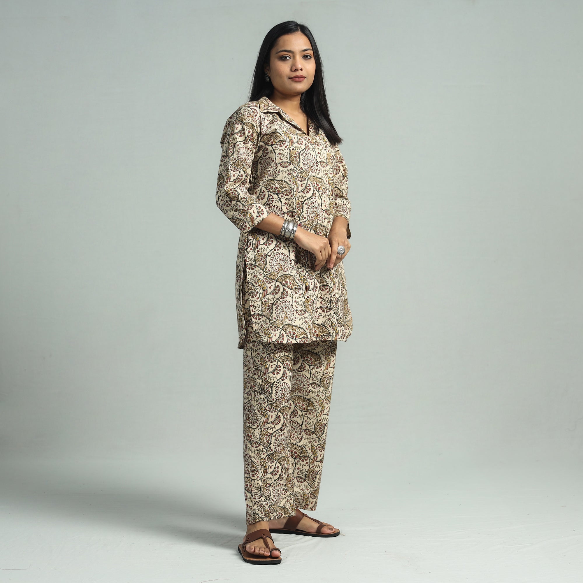 ITOKRI CASUALS Beige - Pedana Kalamkari Block Printed Cotton Co-Ord Set - view 2