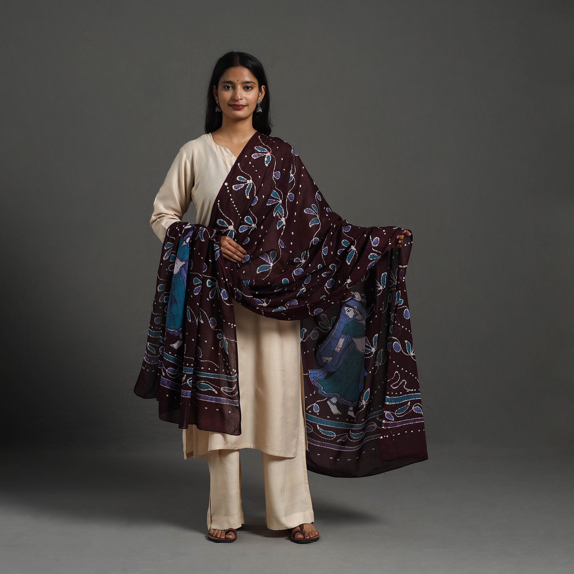 KACHCHH JI CHHAAP Brown - Cotton Hand Batik Print Dupatta 26