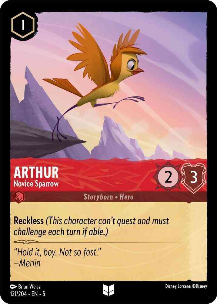 204 shimmering skies – Lorcana Arthur - Novice Sparrow - 121/204 [Shimmering Skies] [Non-Foil]