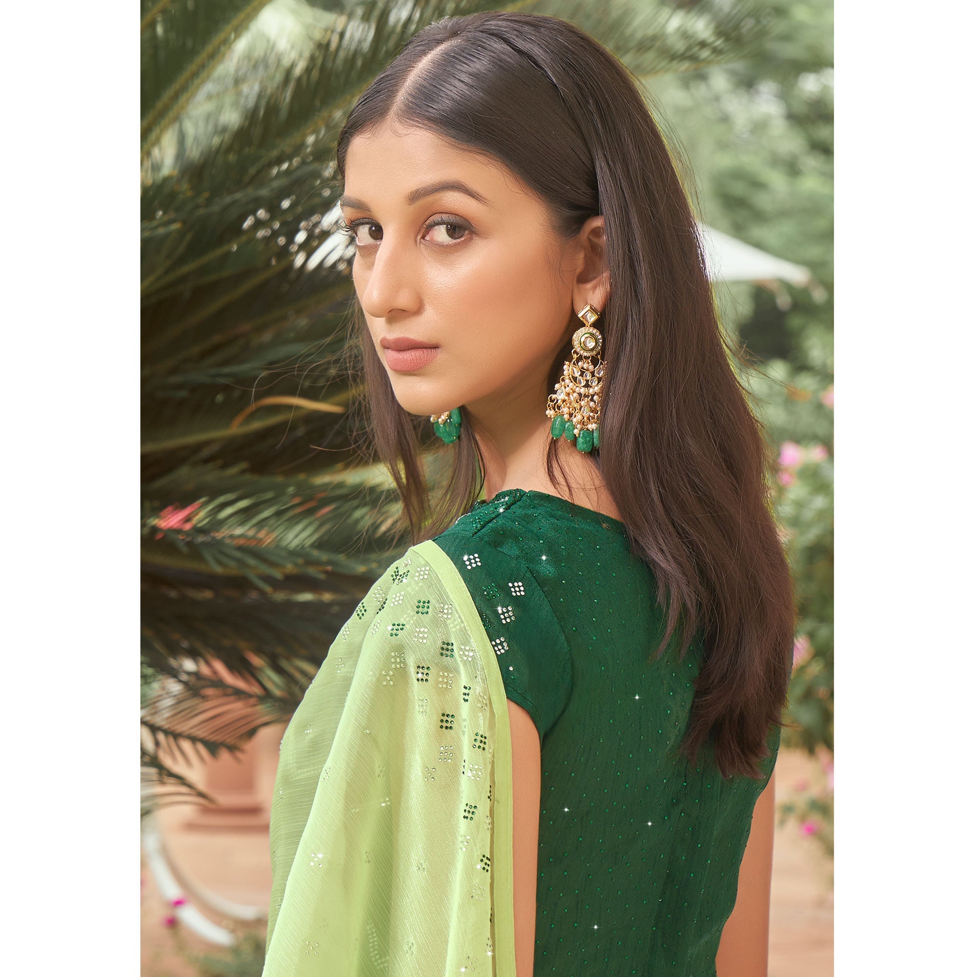 BlackTree green-embroidered-tissue-saree – Women's - view 5