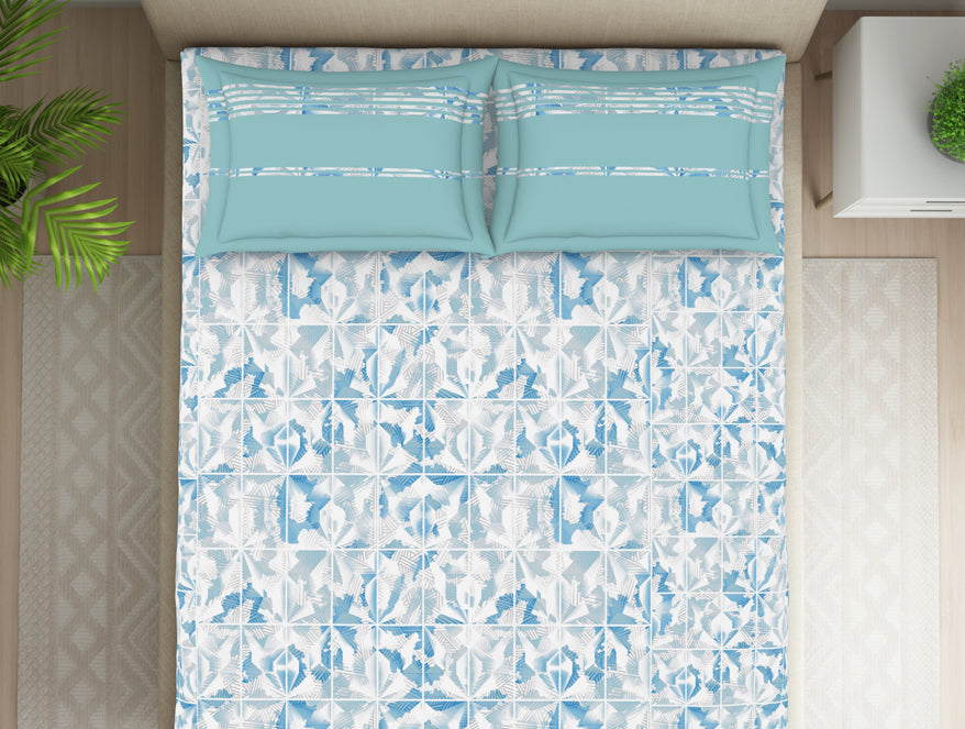 Spaces India Organic Textures Geometric 100% Cotton Double Bedsheet - Essentials by Spaces - view 3