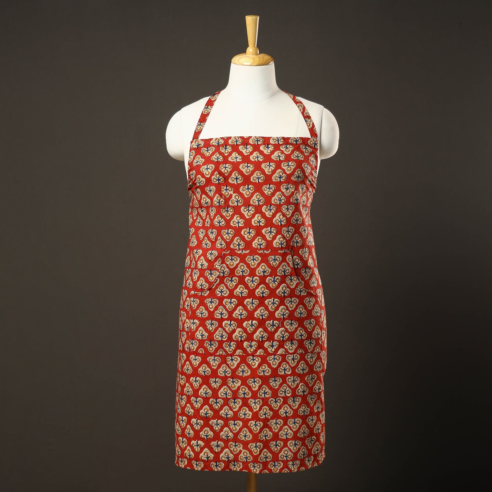 ITOKRI CRAFTS INITIATIVE Bagru Block Printed Cotton Apron with Pocket 23