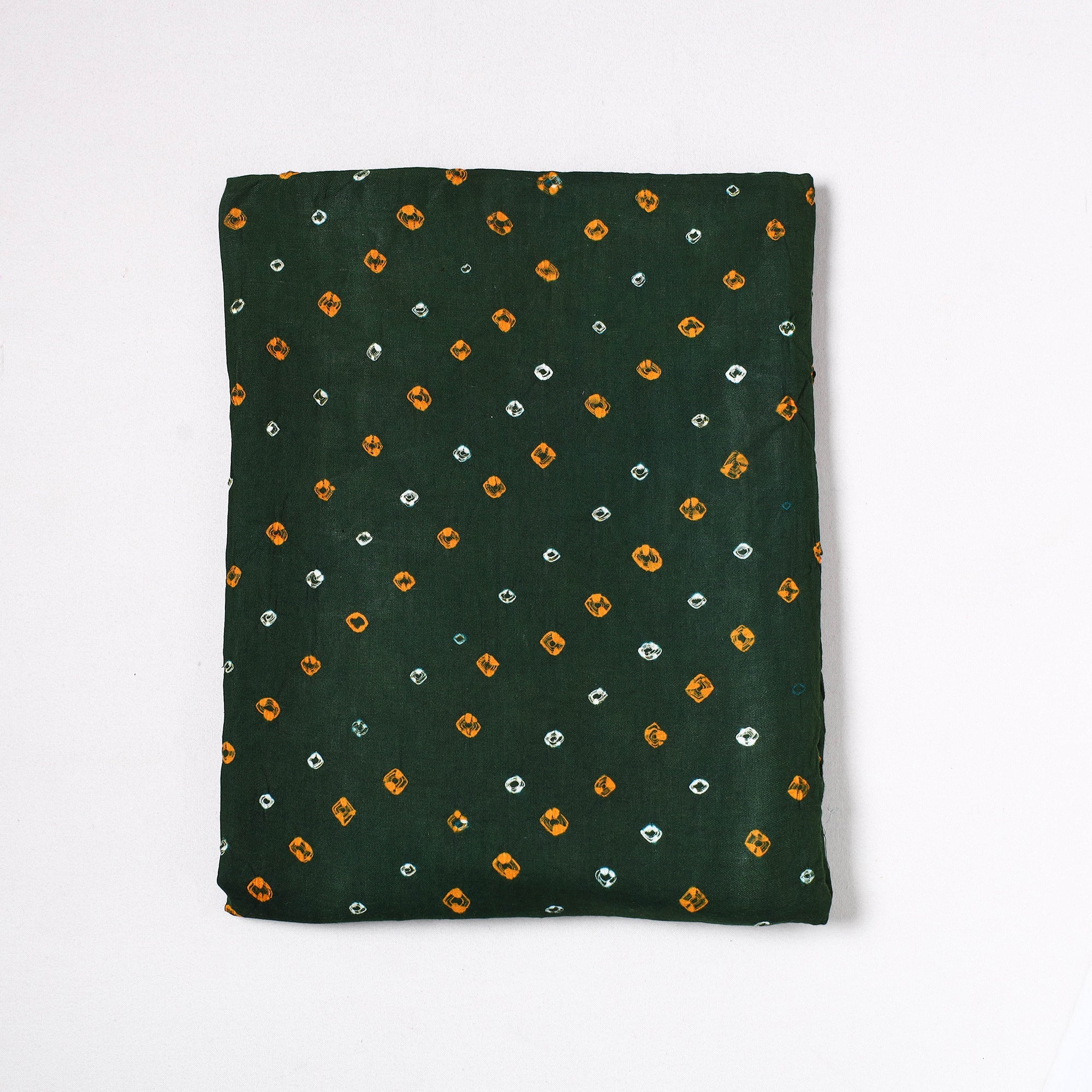 KACHCHH JI CHHAAP Green - Kutch Bandhani Tie-Dye Satin Cotton Precut Fabric (2 meter) 70