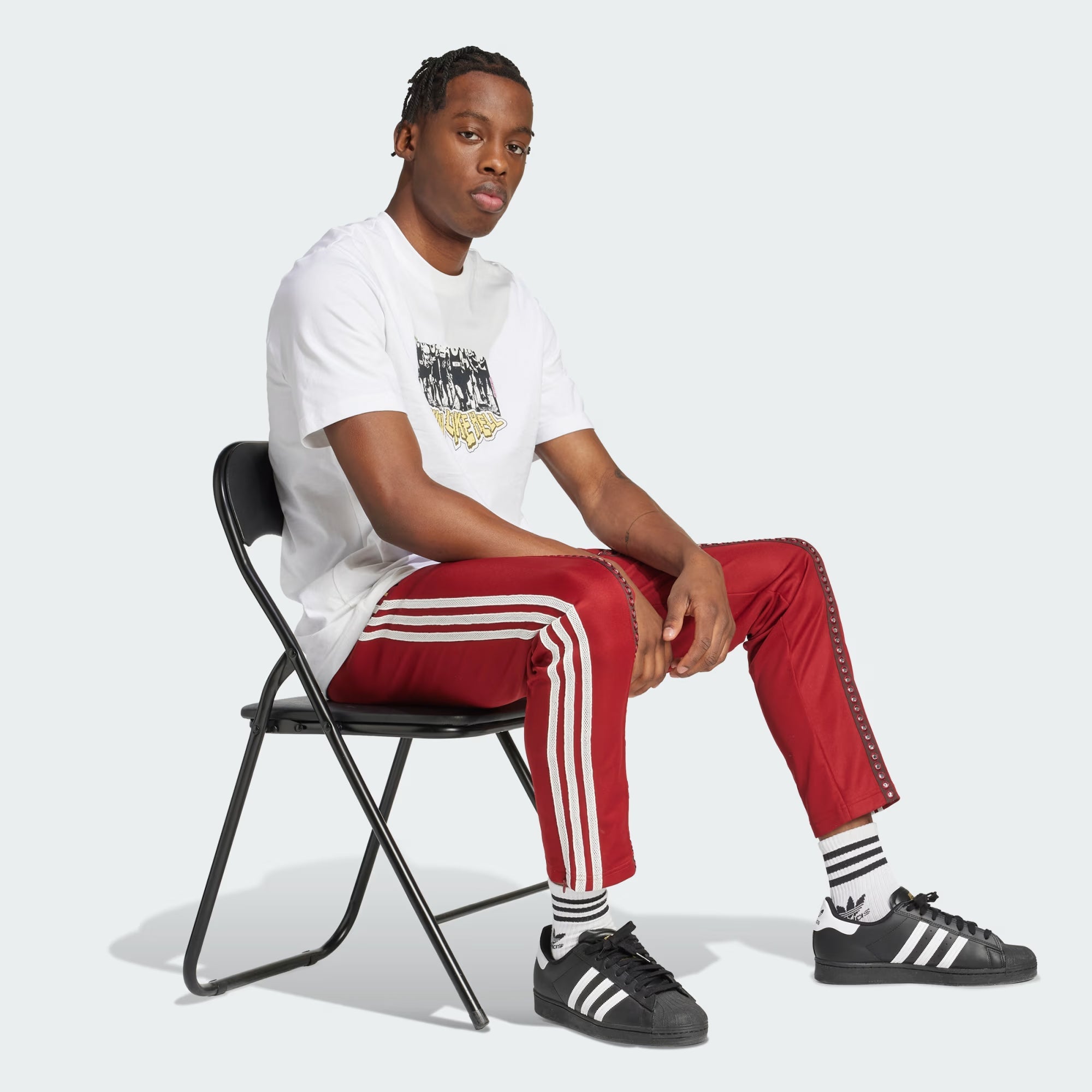 Adidas Originals | RETRO SPORTS CRICKET-INSPIRED TRACK PANTS { RUST RED - view 6