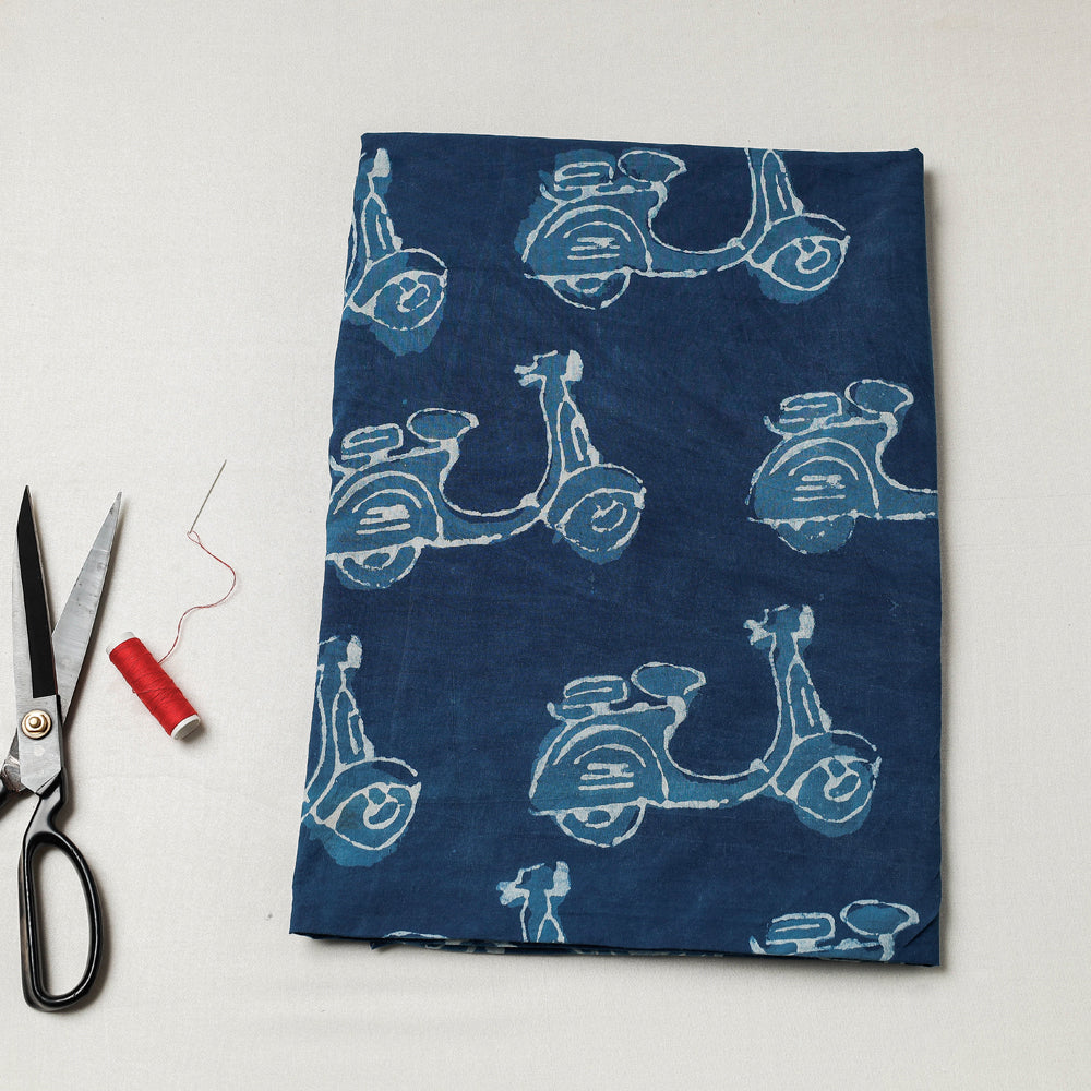 BINDAAS UNLIMITED Blue - Bindaas Block Art Printed Cotton Natural Dyed Precut Fabric (2.3 meter)