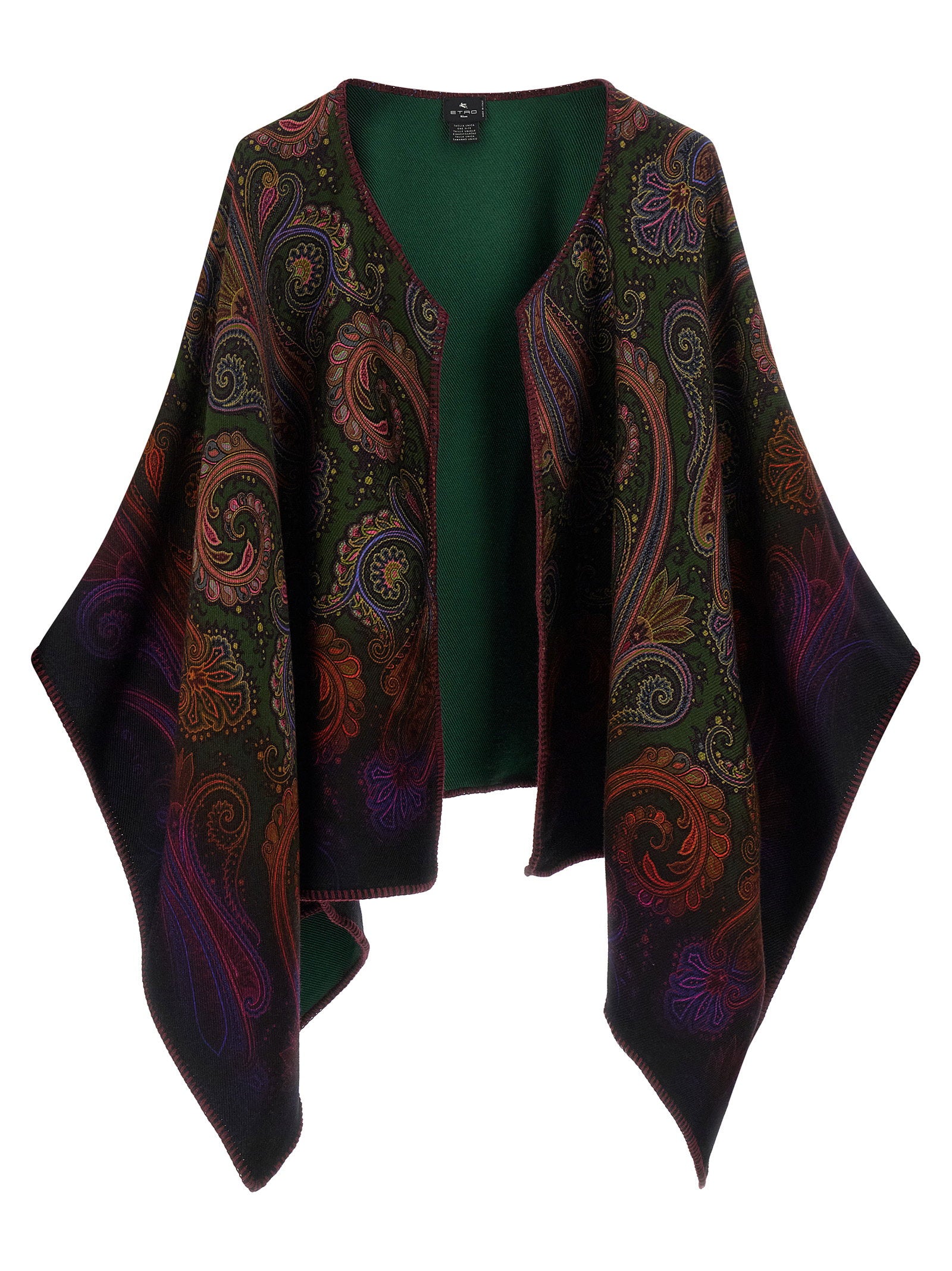 Etro Reversible Paisley Dégradé Cape – 88% wool 12% modal