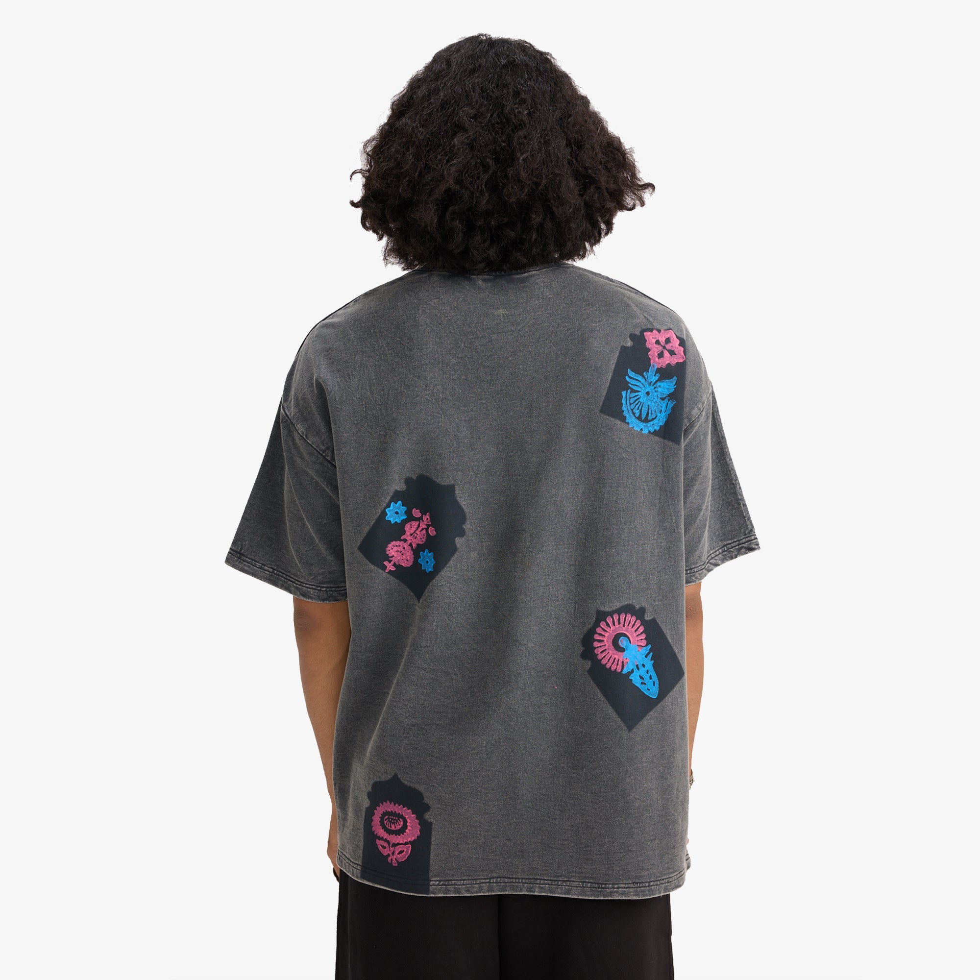 F A R A K | Jarokha Block Print T-shirt { Grey/grey - view 4