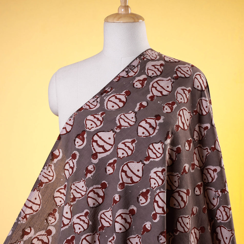 BINDAAS UNLIMITED Brown - Bindaas Natural Dyed Cotton Block Print Fabric 02