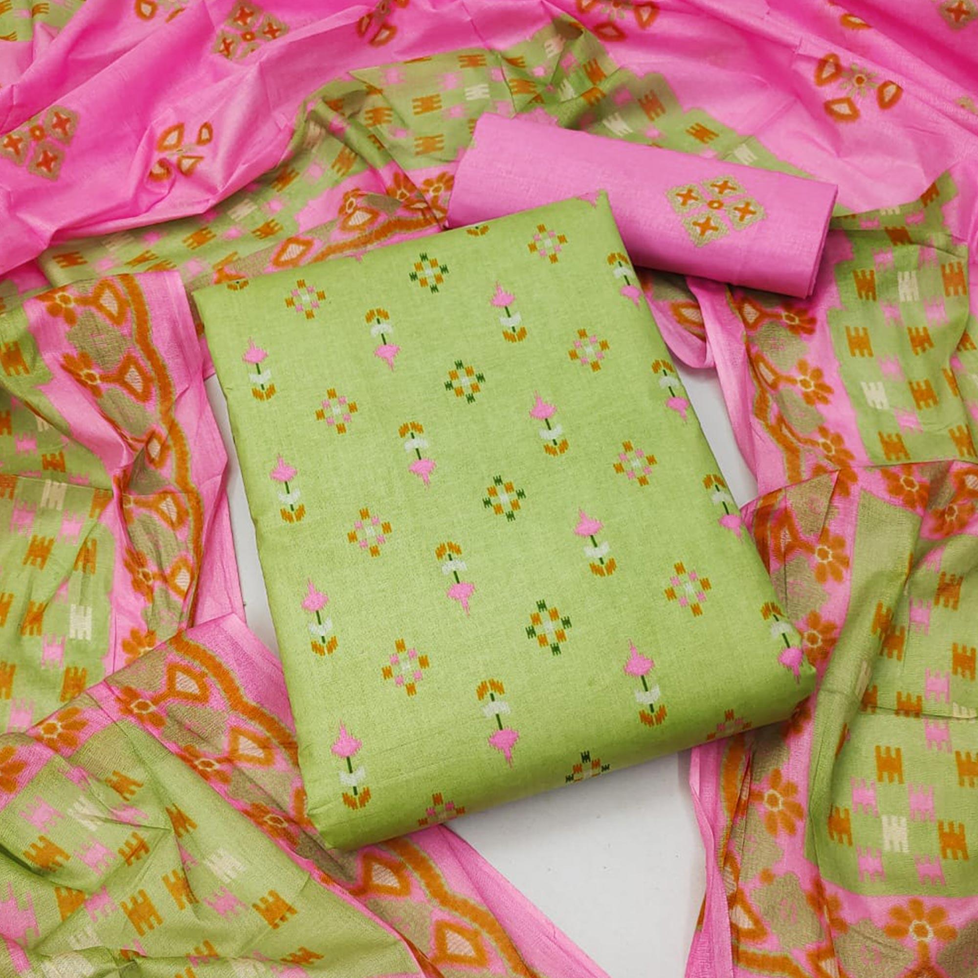Green dresses – BlackTree green-floral-printed-cotton-blend-dress-material