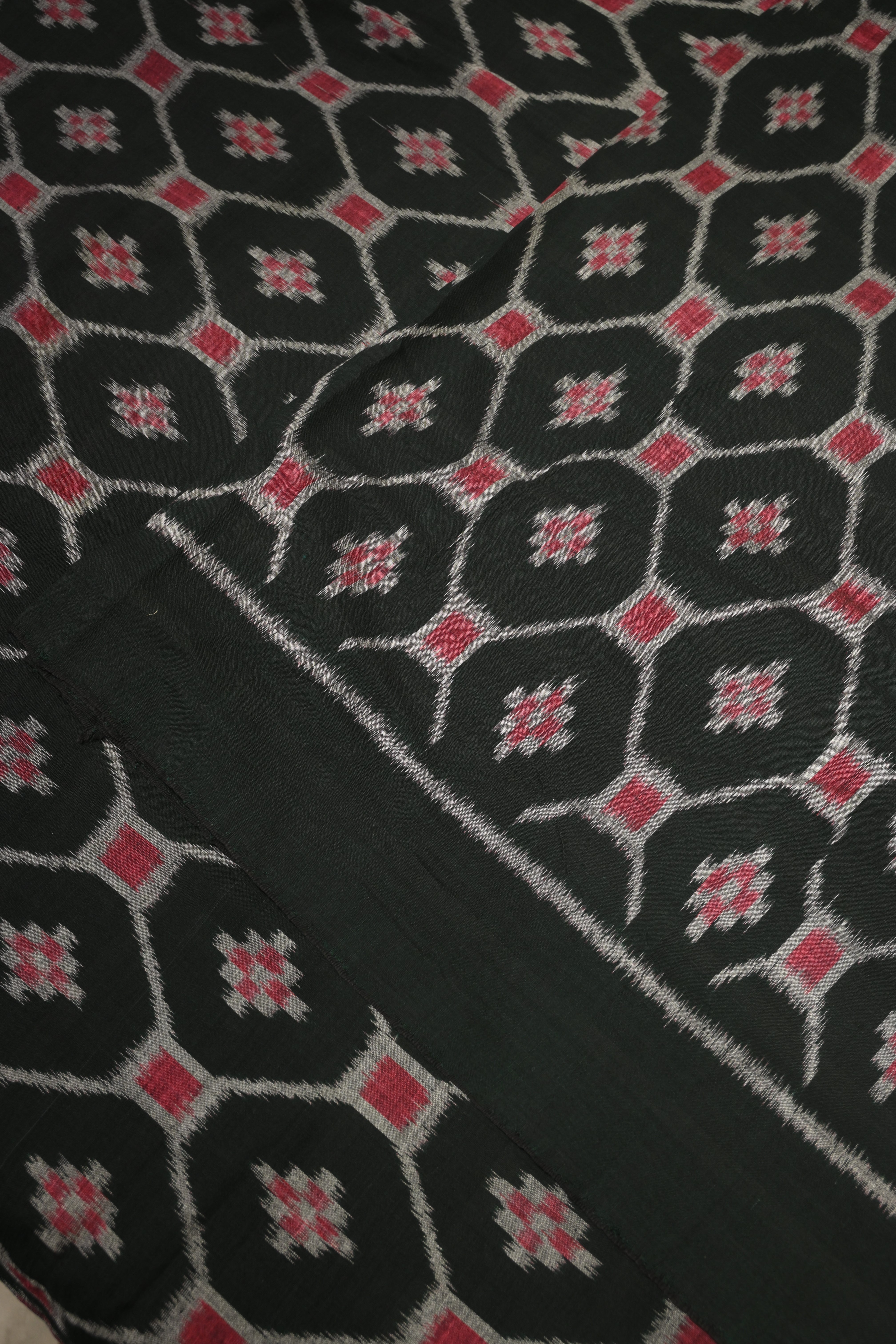 IndianVillèz Green with Multicolour Sambalpuri Pasapali Cotton Fabric - view 3