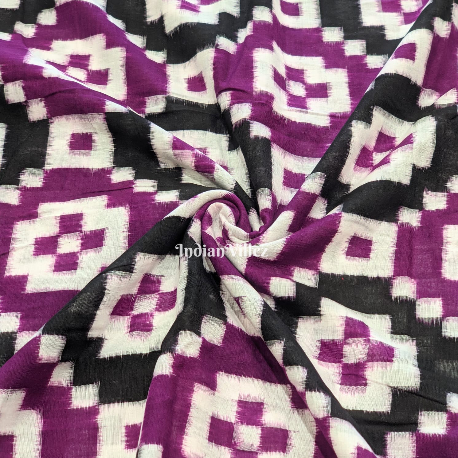 IndianVillèz Purple Sambalpuri Bada Pasapali Cotton Fabric