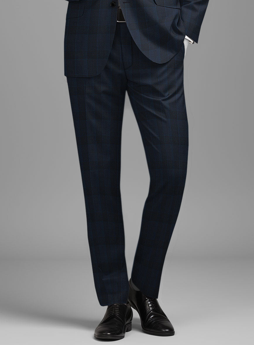 StudioSuits Napolean Devon Check Blue Wool Pants - view 2