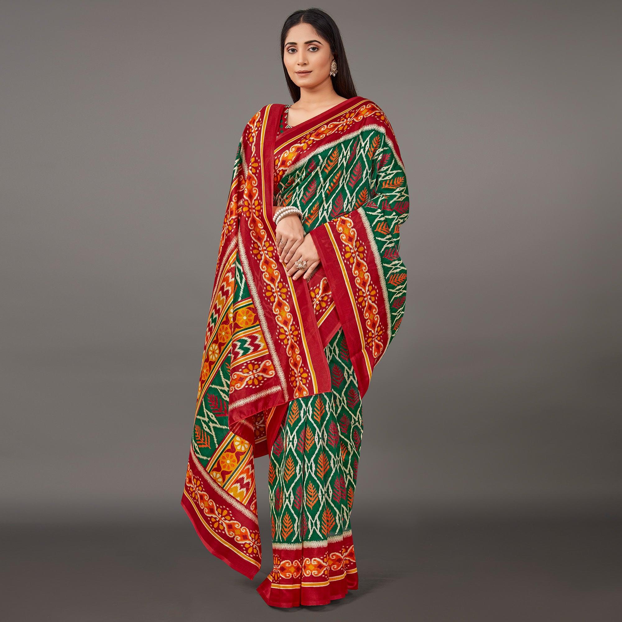 Peachmode Multicolor Casual Wear Floral Printed Art Silk Saree