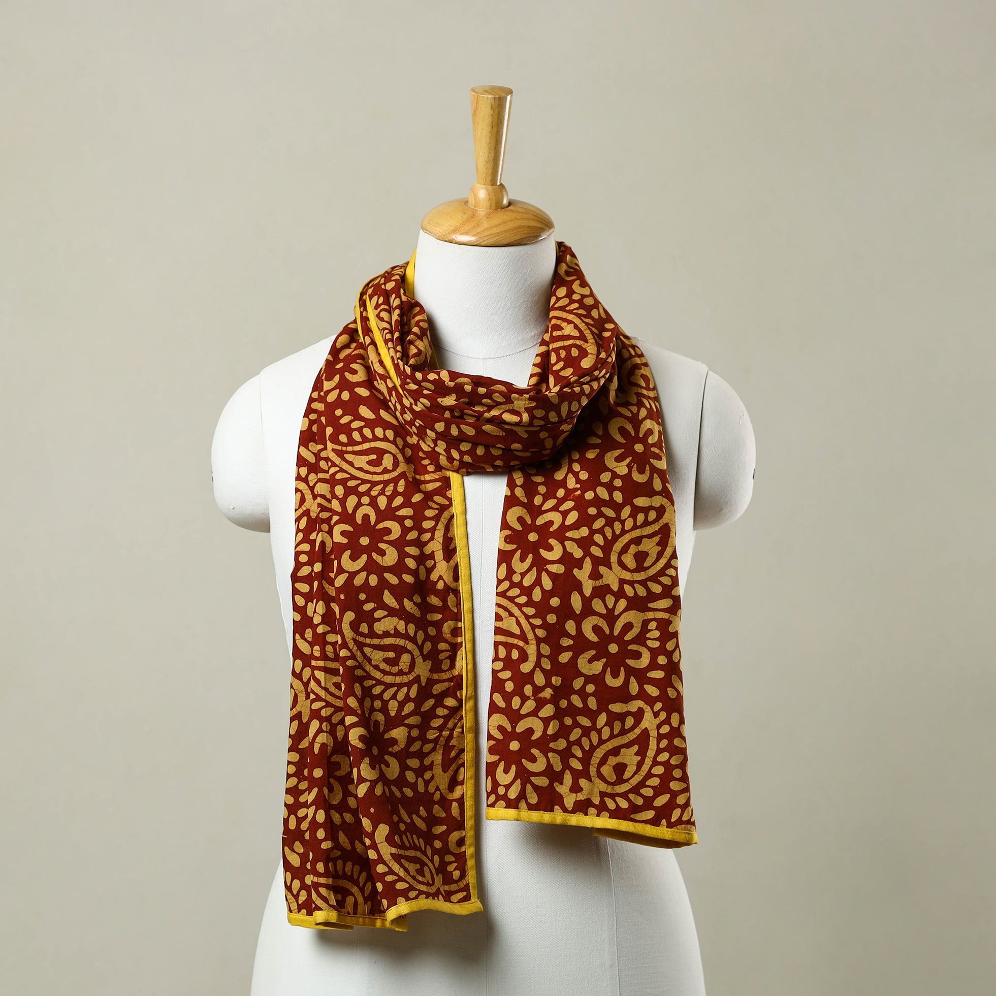 STOLES & SCARVES Brown - Cotton Hand Batik Print Stole 04