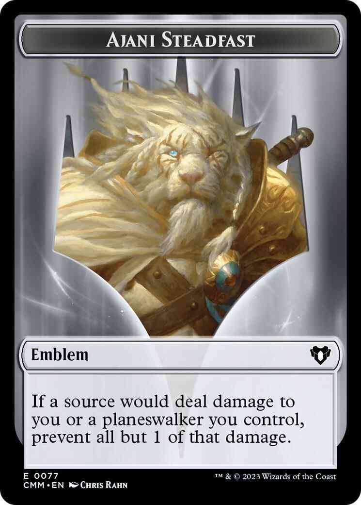 Magic Ajani Steadfast Emblem (77) // Wizard Token (71) [Commander Masters: Tokens] [Non-Foil]