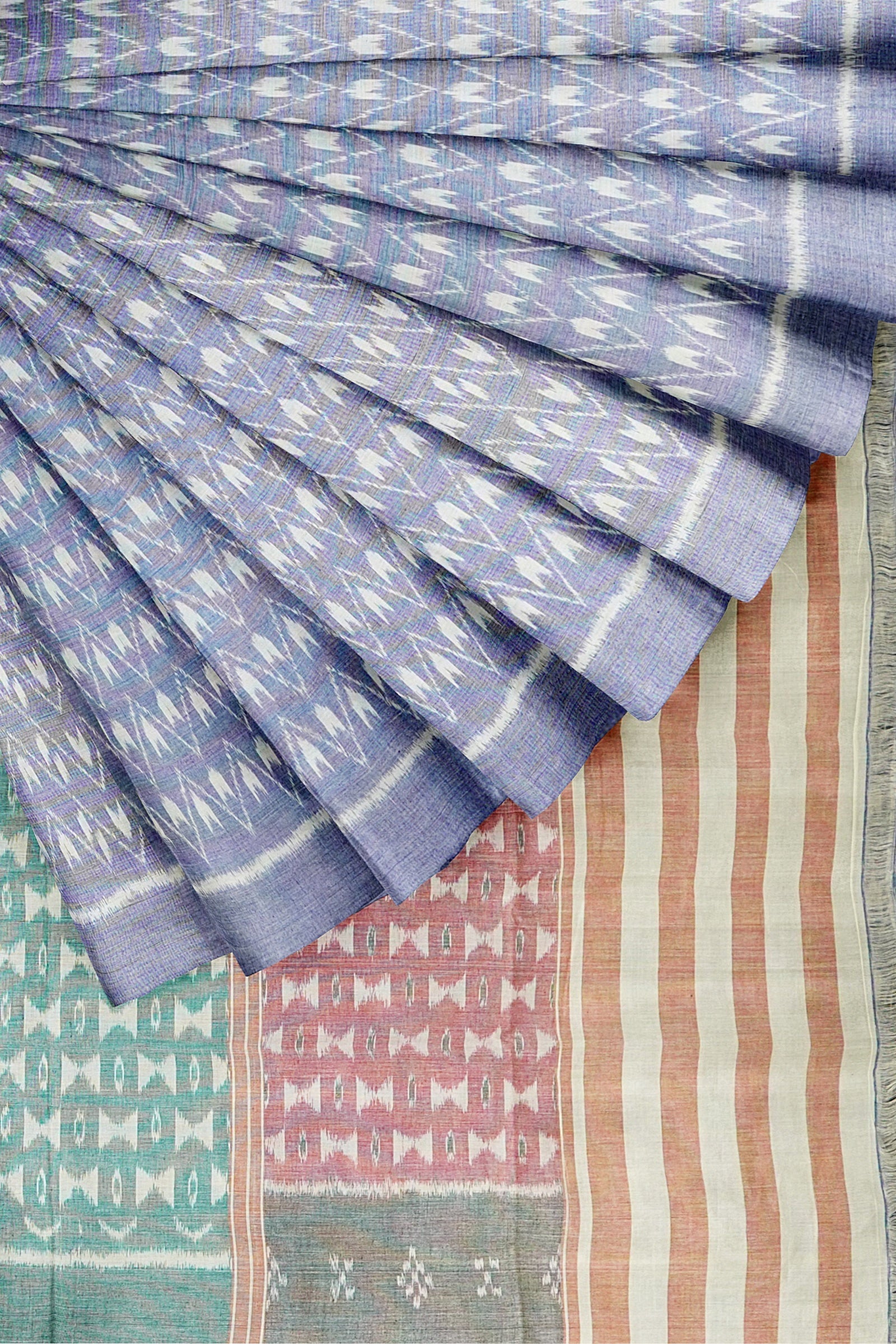 IndianVillèz Blue Grey Odisha Sambalpuri Ikat Cotton Saree - view 2