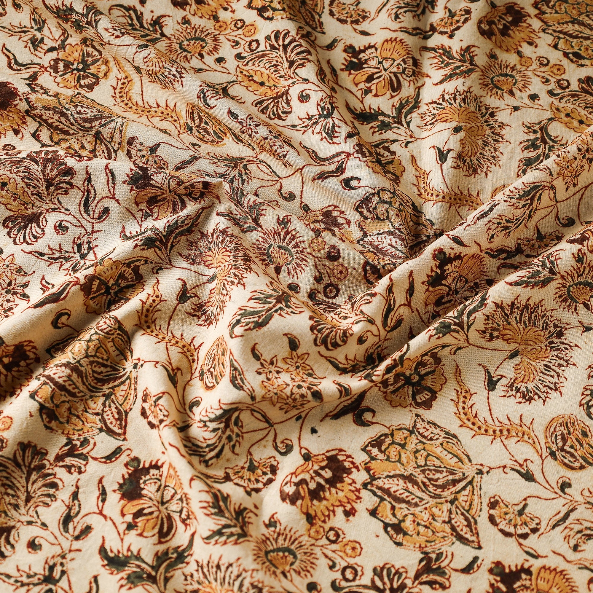 PITCHUKA SRINIVAS KALAMKARI PEDANA Beige - Pedana Kalamkari Block Printed Cotton Fabric - view 3