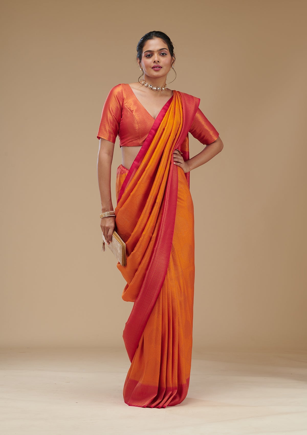 Koskii Mustard Zariwork Art Silk Saree – Women's