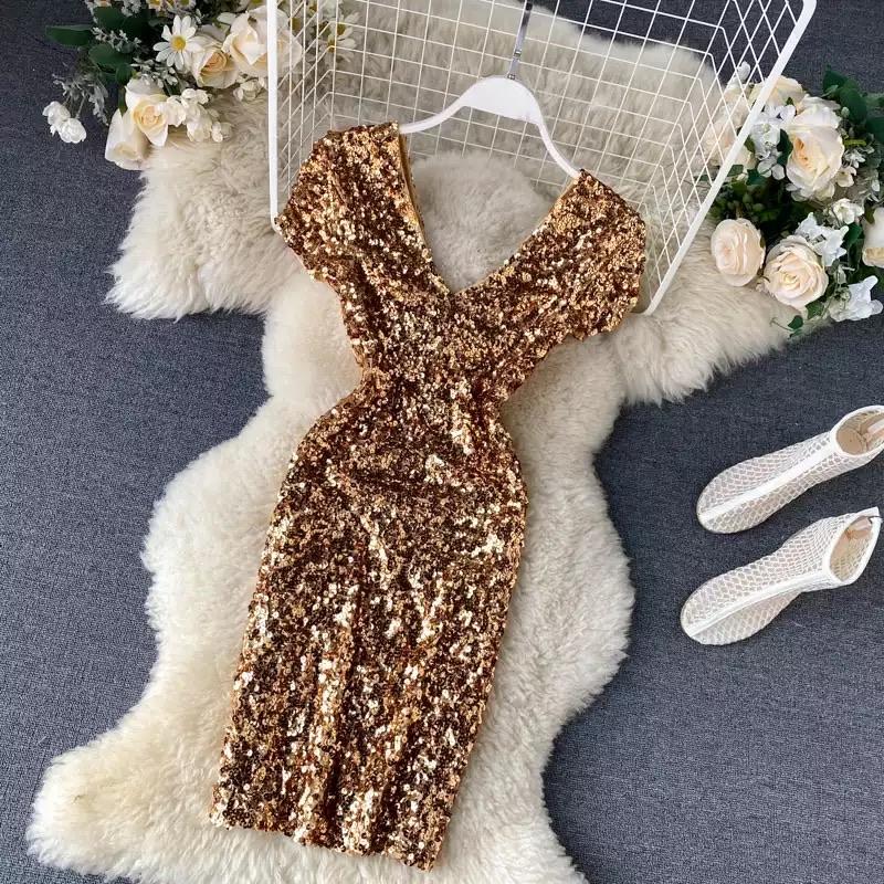 Alamode By Akanksha El Sequined Dress – Gold - view 2