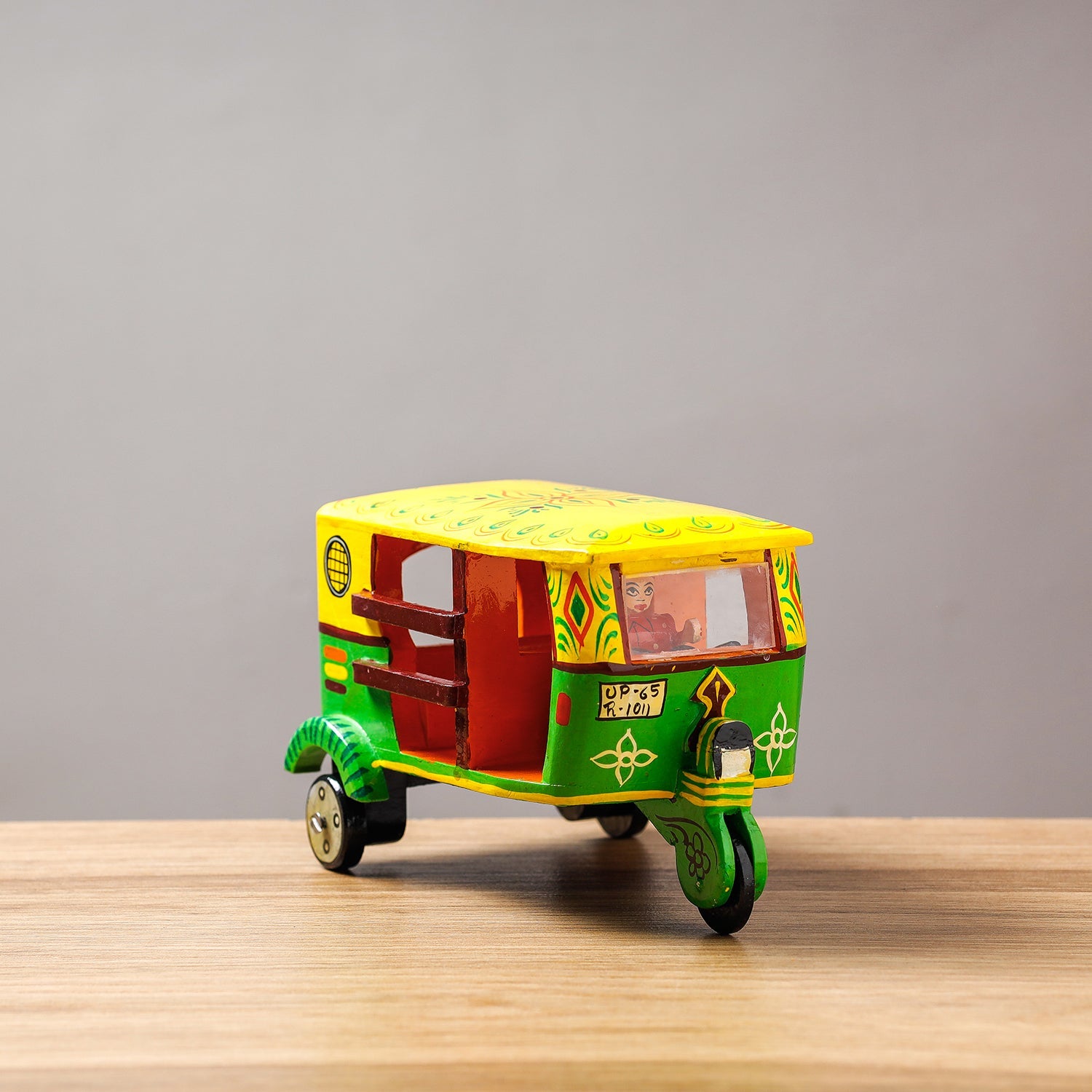 BANARAS KHILONA UDHYOG Auto Rickshaw - Banaras Handpainted Wooden Toy / Home Decor Item - view 3