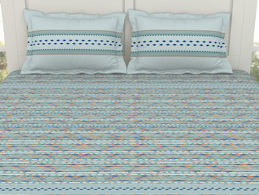 Spaces India Geometric Iced Aqua - Light Blue 100% Cotton King Fitted Sheet - Gypsy By Spaces - view 4